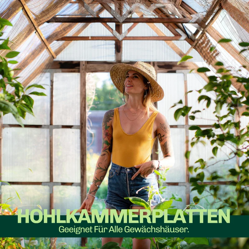 Hohlkammerplatten für Gewächshaus 60,5 x 121 cm - Polycarbonatplatten, Kunststoffplatten 4mm, Wetterfeste Gewächshausplatten, Polycarbonat Stegplatten, Transparentes & UV-beständige Wellplattendach