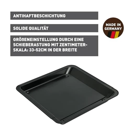 Original Kaiser Delicious Backblech ausziehbar, antihaftbeschichtet, Back-/ Kuchenblech variabel für Blechkuchen, praktischer Griffrand, 33 - 52 cm x 33 cm, Backblech verstellbar
