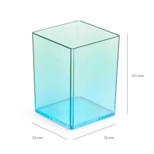 Miquelrius - Stifteköcher 75 x 101 x 75 mm, Aufbewahrungsbox für Büro, Schreibtisch oder Arbeitszimmer, Aufbewahrung von Utensilien und Organizer, Polystyrol, Farbverlauf blau/grün