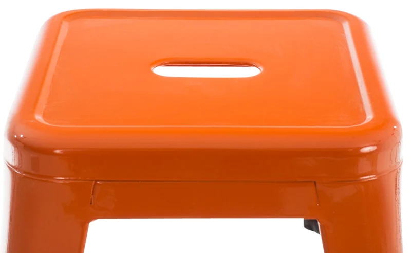CLP Hocker Armin I Metallhocker stapelbar und pflegeleicht I Stapelhocker bis 200 kg belastbar I Sitzhöhe 46 cm | Farbe orange