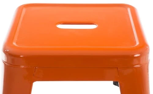 CLP Hocker Armin I Metallhocker stapelbar und pflegeleicht I Stapelhocker bis 200 kg belastbar I Sitzhöhe 46 cm | Farbe orange