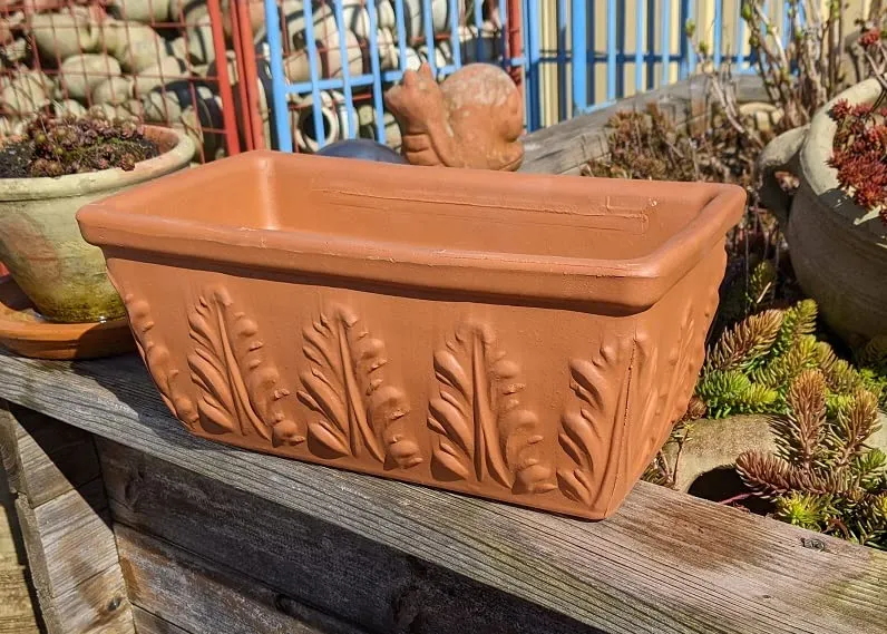 Generisch NEU !! Orig. Italienischer Blumenkasten 42 cm aus Terracotta Balkonkasten Pflanzkasten Blumentopf Pflanzgefäß Terrakotta