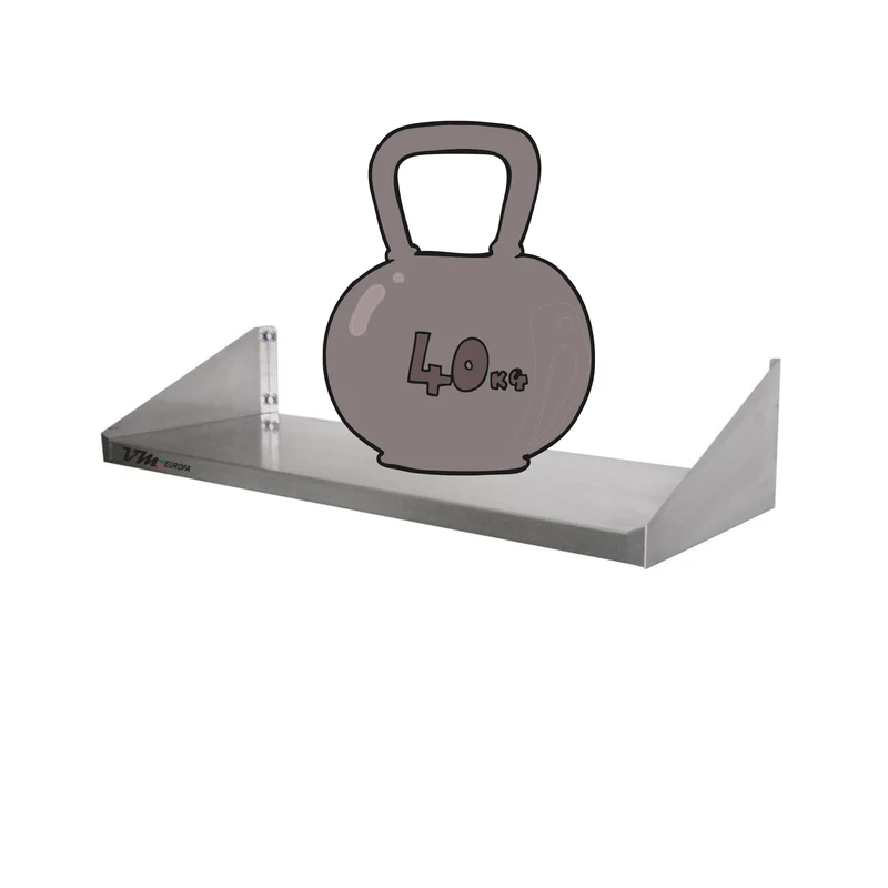 Edelstahl Wandbord - Maße 100 x 20 cm - Einfach Montierbar - AISI 430 Legierung - Wandregal Küchenregal Gastro Edelstahlregal Wandablage Gewürzregal Hängebord Gastronomie