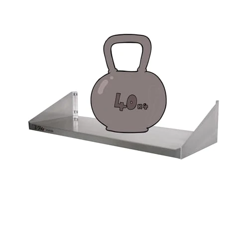 Edelstahl Wandbord - Maße 100 x 20 cm - Einfach Montierbar - AISI 430 Legierung - Wandregal Küchenregal Gastro Edelstahlregal Wandablage Gewürzregal Hängebord Gastronomie