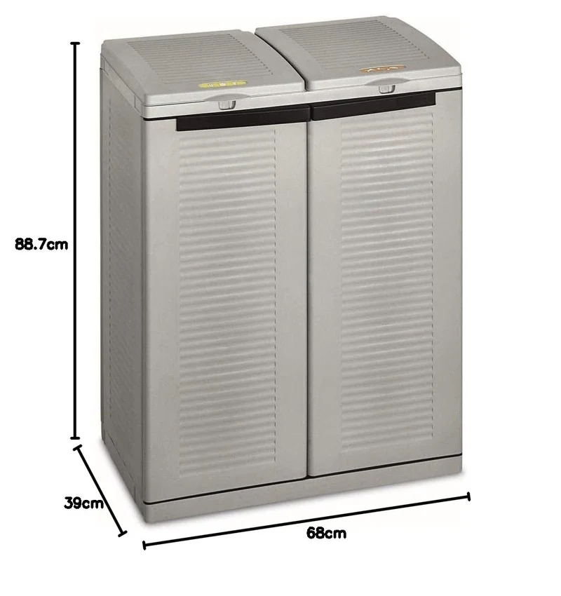 Terry, Ecocab 2 , Schrank zum Mülltrennen, für den Innen- und Außenbereich, 2 separate Fächer - 68x39x88,7 cm