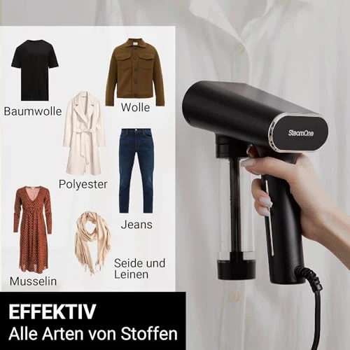 SteamOne - Dampfglätter, dampfen anzug 2000W 30g/min - Travel steamer - Autonomie 8 min (150ml) - 3m Kabel - Entfernt 99,99% der Verunreinigungen - Bereit in 30s - EUNS150B