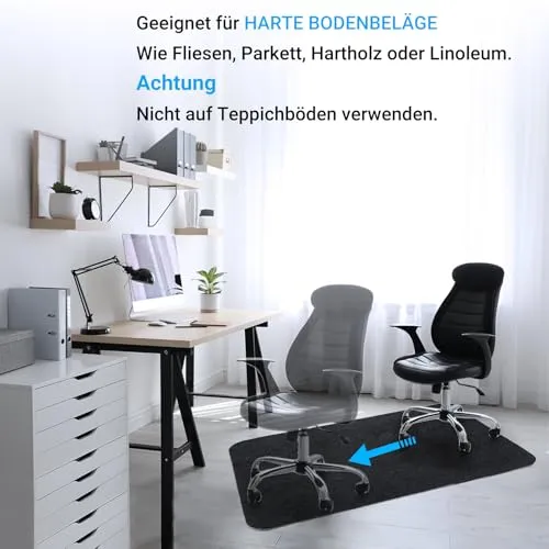 COSYLAND Bodenschutzmatte, Stuhlmatten Bürostuhlunterlage, Multifunktionaler Stuhlteppich, Büromatte für zu Hause, Büro，Schwarz