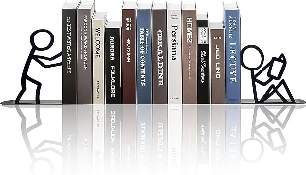 Buchstütze für Regale Dekorative, Süße Buchstützen Metall, Originell für Schwere Bücher, Buchhalter für Büro Schule Zuhause, Schreibtisch Regal Dekoration, Geschenk für Bücherliebhaber
