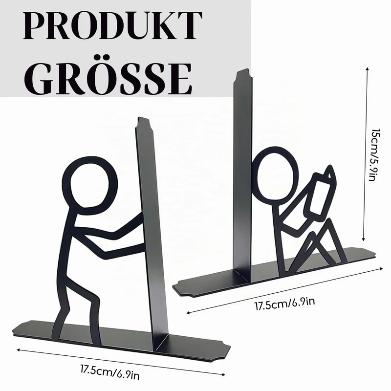 Buchstütze für Regale Dekorative, Süße Buchstützen Metall, Originell für Schwere Bücher, Buchhalter für Büro Schule Zuhause, Schreibtisch Regal Dekoration, Geschenk für Bücherliebhaber