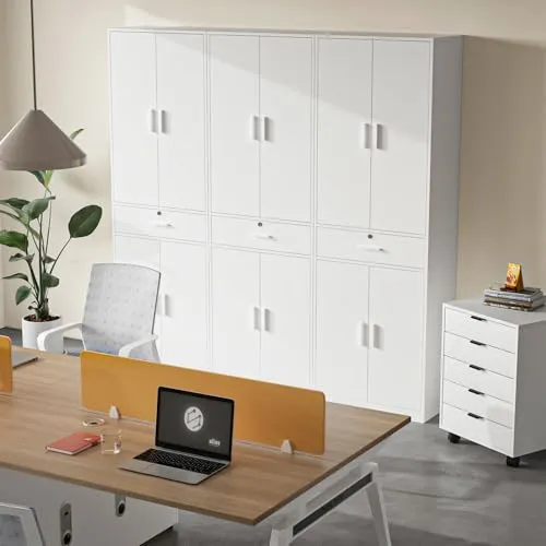 Mehrzweckschrank Büroschrank, Aktenschrank mit Schublade, Weiß