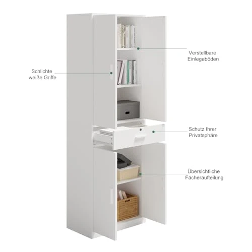 Mehrzweckschrank Büroschrank, Aktenschrank mit Schublade, Weiß
