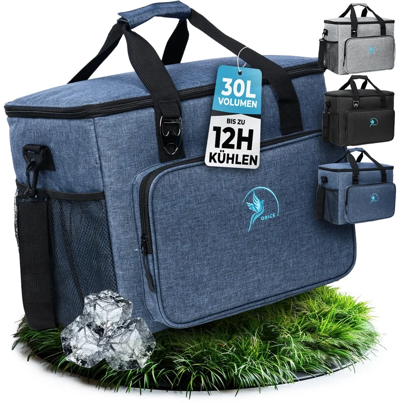 Obics® Kühltasche 20L & 30L (faltbar) 10-12 Stunden kühlen - isolierte Einkaufstasche & Lunchtasche mit Flaschenöffner & Auslaufsicherem PEVA-Material für Arbeit, Büro, Picknick, Einkaufen & Baustelle