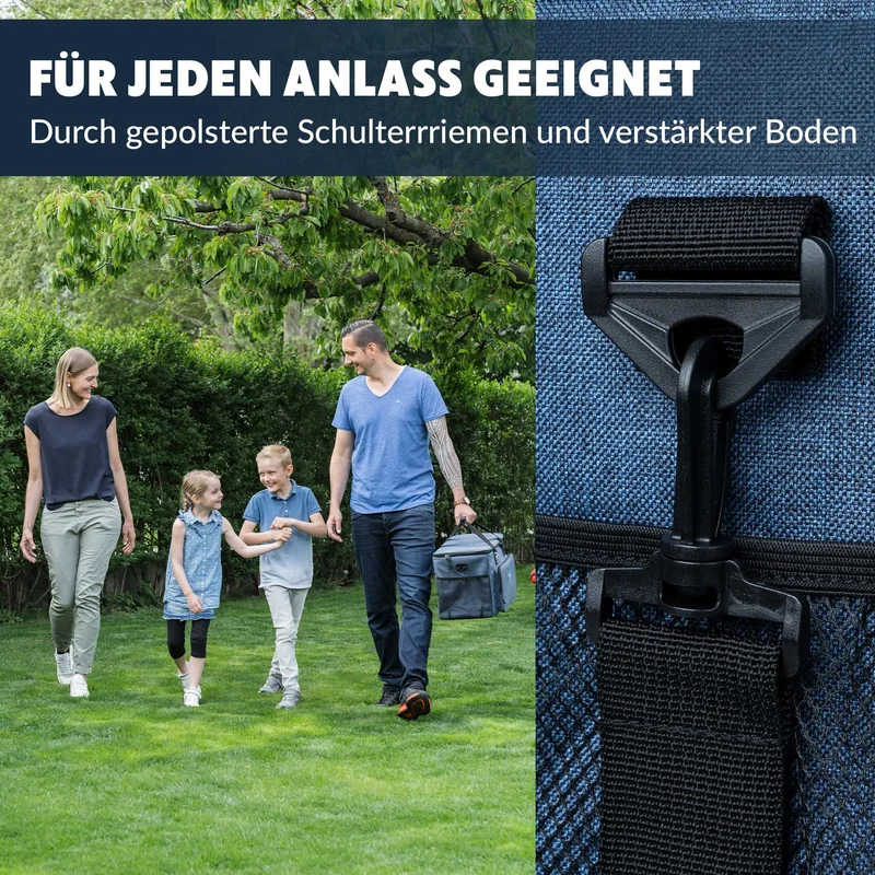 Obics® Kühltasche 20L & 30L (faltbar) 10-12 Stunden kühlen - isolierte Einkaufstasche & Lunchtasche mit Flaschenöffner & Auslaufsicherem PEVA-Material für Arbeit, Büro, Picknick, Einkaufen & Baustelle