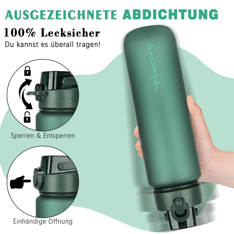 AOPREL Trinkflasche 1L Tritan BPA-Frei Wasserflasche Mit Filter