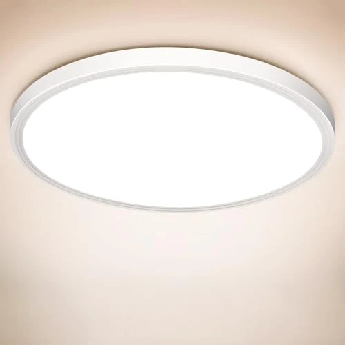 Deckenlampe LED Deckenleuchte Flach Rund, Ø223mm, Ultra Dünn Lampe Decke Flurlampe 18W Weiß 4000K 1600LM Modern IP44 Badlampe Badezimmerlampe für Wohnzimmer Schlafzimmer Balkon Bad Flur Keller Küche