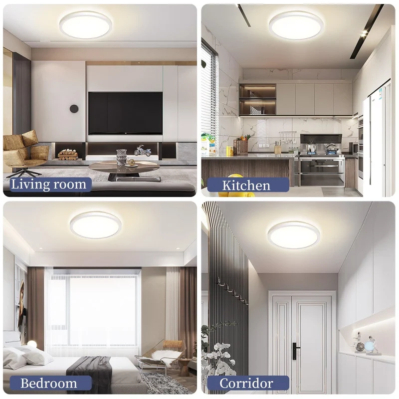 Deckenlampe LED Deckenleuchte Flach Rund, Ø223mm, Ultra Dünn Lampe Decke Flurlampe 18W Weiß 4000K 1600LM Modern IP44 Badlampe Badezimmerlampe für Wohnzimmer Schlafzimmer Balkon Bad Flur Keller Küche