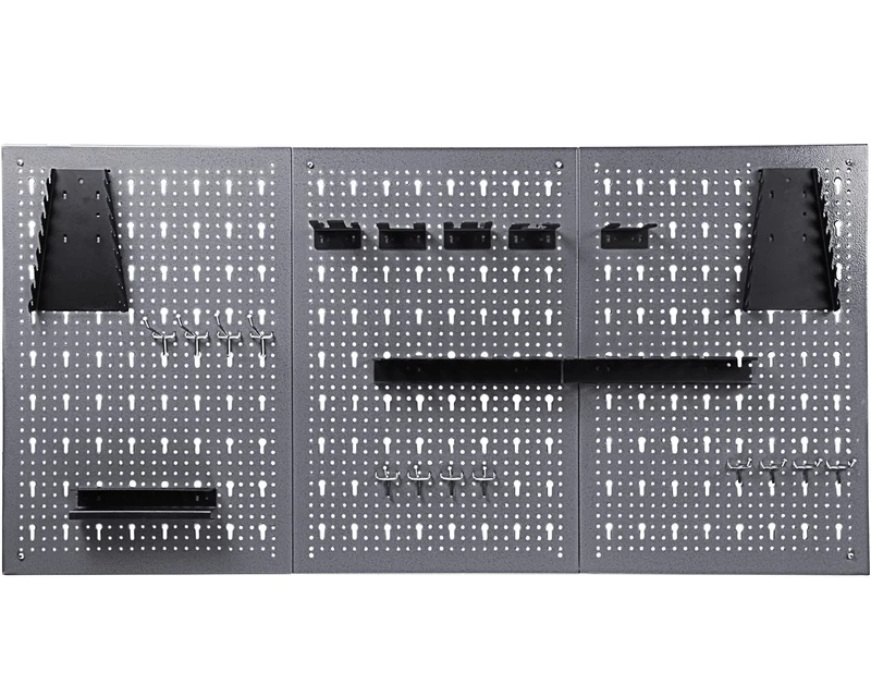 Ondis24 Werkzeugwand Metall 119,5 x 59 cm Grau – 3-teilige Lochwand mit 22-teiligem Hakenset – Wandhalterung für Werkzeuge, Bohrer, Schraubendreher & Zangen – Ordnungssystem für Werkstatt & Garage