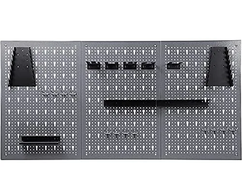 Ondis24 Werkzeugwand Metall 119,5 x 59 cm Grau – 3-teilige Lochwand mit 22-teiligem Hakenset – Wandhalterung für Werkzeuge, Bohrer, Schraubendreher & Zangen – Ordnungssystem für Werkstatt & Garage