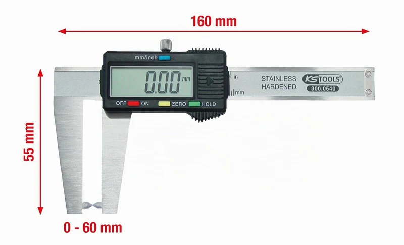 KS Tools 300.0540 Digital-Bremsscheiben-Messschieber 0-60mm, 160mm