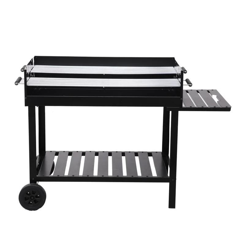 tepro Holzkohlegrill Grillwagen Atlanta, Outdoor BBQ mit Rädern, Höhenverstellbar ca. 77 - 88 cm, Grillfläche: ca. 98 x 56 cm, Maße ca. 135,5 x 63 x 91,2 cm, Schwarz