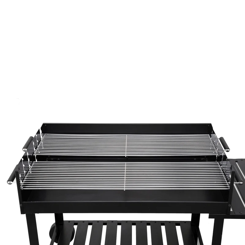 tepro Holzkohlegrill Grillwagen Atlanta, Outdoor BBQ mit Rädern, Höhenverstellbar ca. 77 - 88 cm, Grillfläche: ca. 98 x 56 cm, Maße ca. 135,5 x 63 x 91,2 cm, Schwarz
