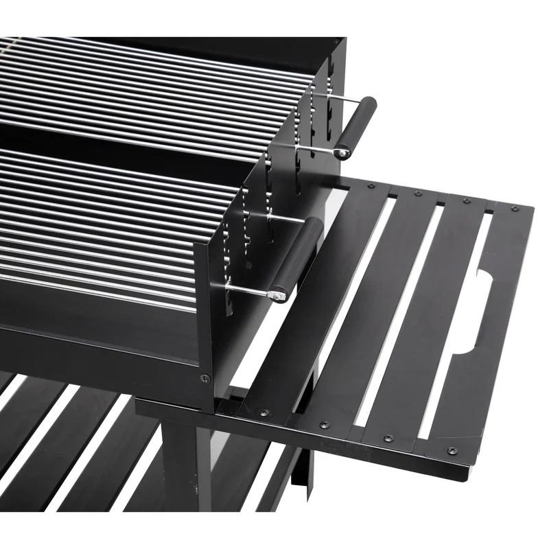 tepro Holzkohlegrill Grillwagen Atlanta, Outdoor BBQ mit Rädern, Höhenverstellbar ca. 77 - 88 cm, Grillfläche: ca. 98 x 56 cm, Maße ca. 135,5 x 63 x 91,2 cm, Schwarz