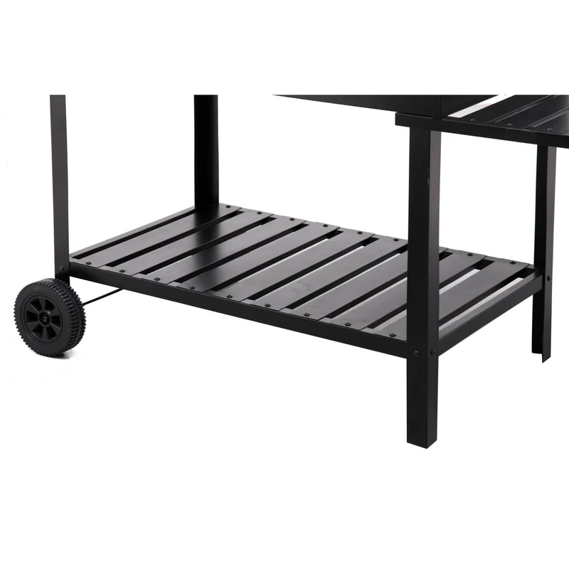 tepro Holzkohlegrill Grillwagen Atlanta, Outdoor BBQ mit Rädern, Höhenverstellbar ca. 77 - 88 cm, Grillfläche: ca. 98 x 56 cm, Maße ca. 135,5 x 63 x 91,2 cm, Schwarz