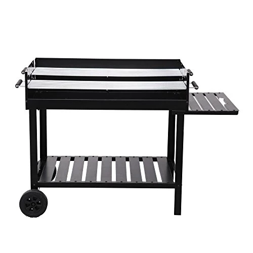 tepro Holzkohlegrill Grillwagen Atlanta, Outdoor BBQ mit Rädern, Höhenverstellbar ca. 77 - 88 cm, Grillfläche: ca. 98 x 56 cm, Maße ca. 135,5 x 63 x 91,2 cm, Schwarz