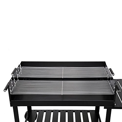 tepro Holzkohlegrill Grillwagen Atlanta, Outdoor BBQ mit Rädern, Höhenverstellbar ca. 77 - 88 cm, Grillfläche: ca. 98 x 56 cm, Maße ca. 135,5 x 63 x 91,2 cm, Schwarz
