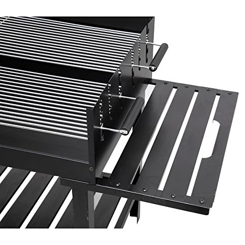 tepro Holzkohlegrill Grillwagen Atlanta, Outdoor BBQ mit Rädern, Höhenverstellbar ca. 77 - 88 cm, Grillfläche: ca. 98 x 56 cm, Maße ca. 135,5 x 63 x 91,2 cm, Schwarz