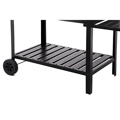 tepro Holzkohlegrill Grillwagen Atlanta, Outdoor BBQ mit Rädern, Höhenverstellbar ca. 77 - 88 cm, Grillfläche: ca. 98 x 56 cm, Maße ca. 135,5 x 63 x 91,2 cm, Schwarz