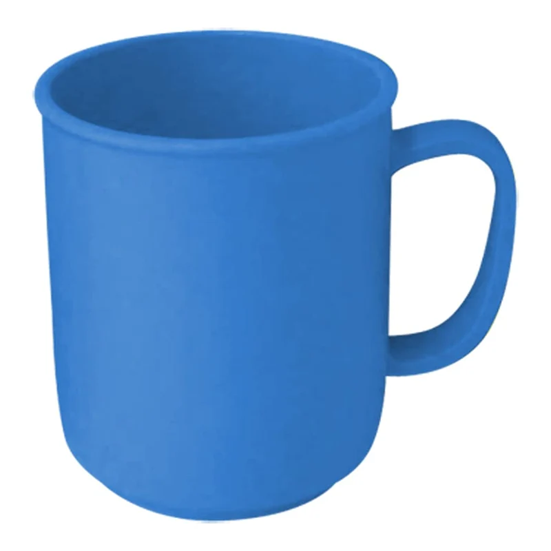 6-tlg. Geschirr-Set aus Kunststoff in Blau, wiederverwendbar, Tasse, Becher, Teller flach, Teller tief, Dessertteller, Kompottschale, Service, Gedeck, Kindergedeck, Kindergeschirr