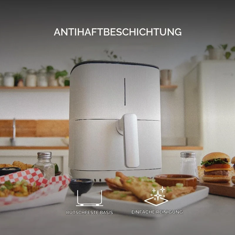 MasterPRO BY CARLO CRACCO - Luftfritteuse 1500W 5L - 12 Programme - LED Touch Control - App Steuerung - Antihaftbeschichtung - Farbe Weiß