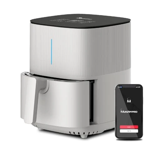 MasterPRO BY CARLO CRACCO - Luftfritteuse 1500W 5L - 12 Programme - LED Touch Control - App Steuerung - Antihaftbeschichtung - Farbe Weiß