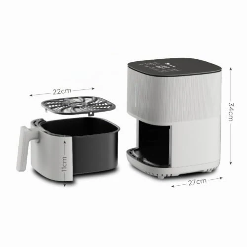 MasterPRO BY CARLO CRACCO - Luftfritteuse 1500W 5L - 12 Programme - LED Touch Control - App Steuerung - Antihaftbeschichtung - Farbe Weiß