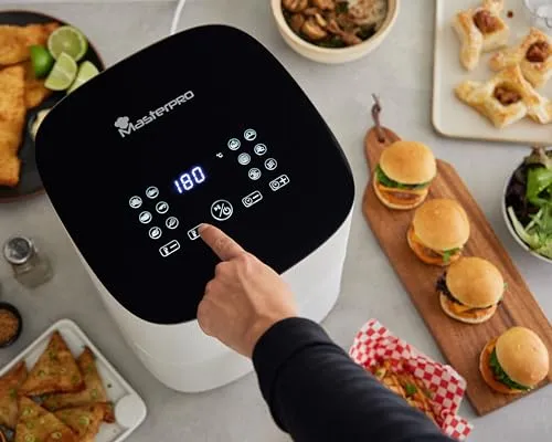 MasterPRO BY CARLO CRACCO - Luftfritteuse 1500W 5L - 12 Programme - LED Touch Control - App Steuerung - Antihaftbeschichtung - Farbe Weiß