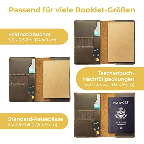 Sovereign-Gear Lederbezug für Moleskine Cahier Notebook 8,9 x 14 cm. Handgefertigte Vintage Ledertasche für Papiertaschen-Feldnotizbuch und Kleine Notizblöcke. Lederbezug, Papierheft + Stift