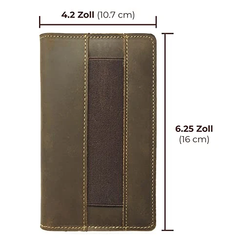 Sovereign-Gear Lederbezug für Moleskine Cahier Notebook 8,9 x 14 cm. Handgefertigte Vintage Ledertasche für Papiertaschen-Feldnotizbuch und Kleine Notizblöcke. Lederbezug, Papierheft + Stift