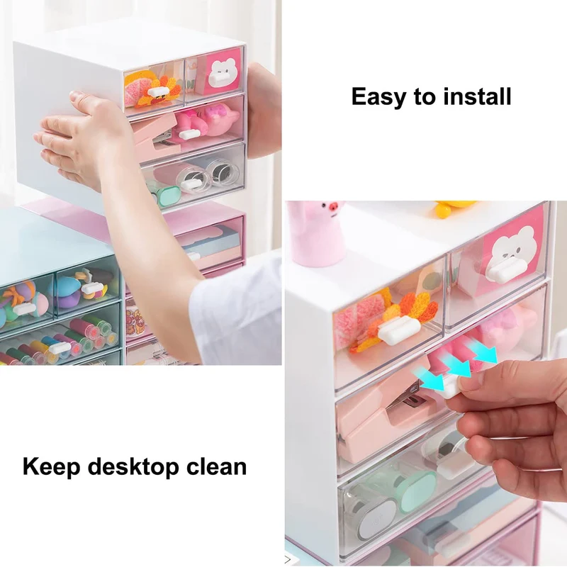Schreibtisch-Aufbewahrung, Make-up-Aufbewahrungsbox mit 4 Schubladen, Kunststoff, Bürobedarf, Schreibtisch-Organizer für Büro, Schule, Zuhause und Badezimmer (weiß, 2 Stück)