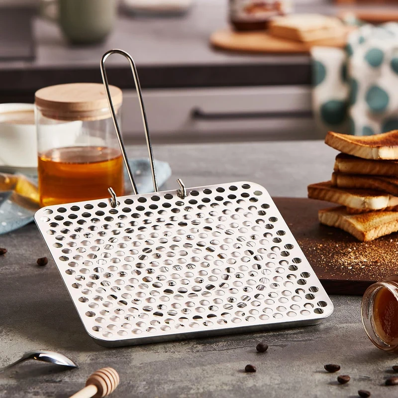 Ibili Toaster für Gasherd, verzinntes Eisen, 20 x 20 cm, Silber/Schwarz