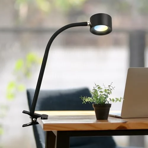 BRILONER - LED Schreibtischlampe mit Akku, magnetisch abnehmbar, 360 Grad drehbar, dimmbar, CCT, Leselampe kabellos, Klemmlampe, Klemmleuchte, Nachttischlampe, Leselicht Kinder, 44 cm hoch, Schwarz