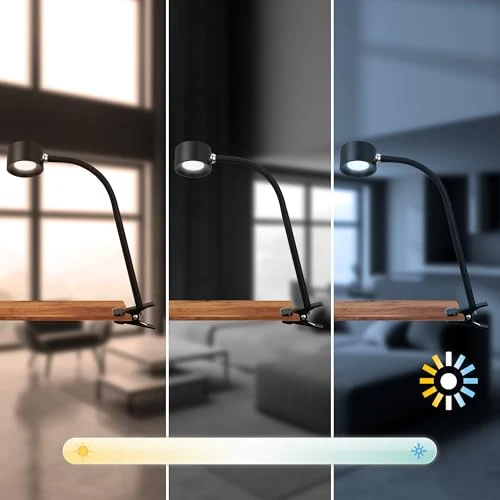 BRILONER - LED Schreibtischlampe mit Akku, magnetisch abnehmbar, 360 Grad drehbar, dimmbar, CCT, Leselampe kabellos, Klemmlampe, Klemmleuchte, Nachttischlampe, Leselicht Kinder, 44 cm hoch, Schwarz