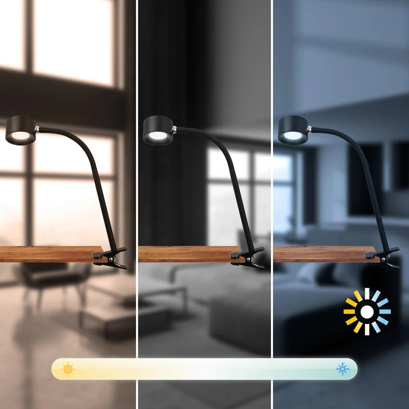 BRILONER - LED Schreibtischlampe mit Akku, magnetisch abnehmbar, 360 Grad drehbar, dimmbar, CCT, Leselampe kabellos, Klemmlampe, Klemmleuchte, Nachttischlampe, Leselicht Kinder, 44 cm hoch, Schwarz