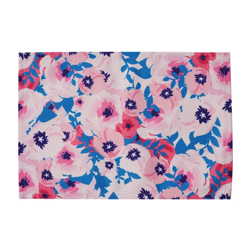 4er-Tischset, Blumenmuster, Rosa
