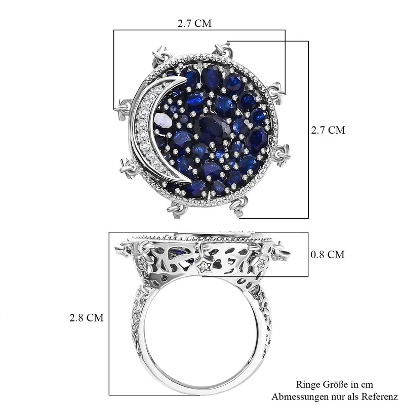 GP Celestial Kollektion - Masoala Saphir (Fissure gefüllt) Ring, 925 Silber platiniert ca. 5.55 ct