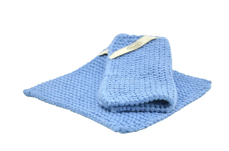 Solwang '2 Stück gestrickte Topflappen' Light dusty blue