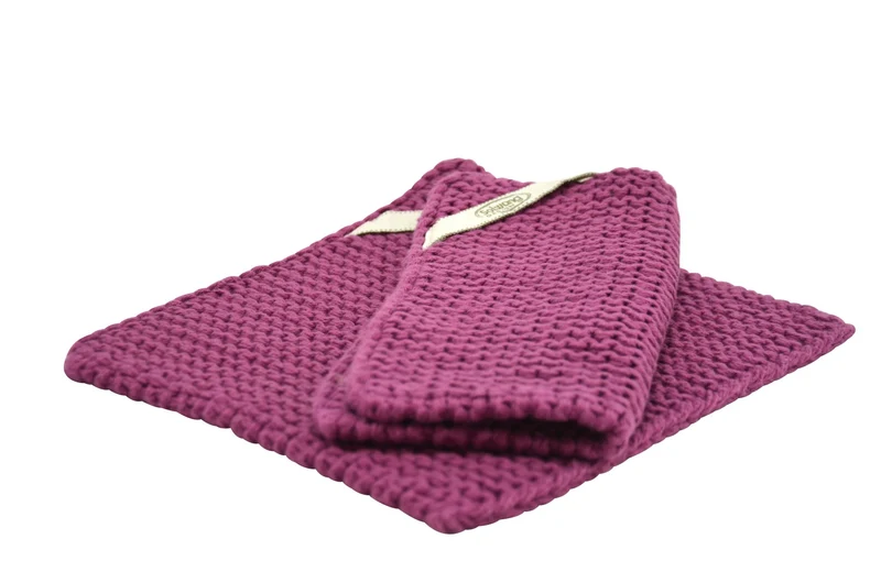 Solwang '2 Stück gestrickte Topflappen' Plum