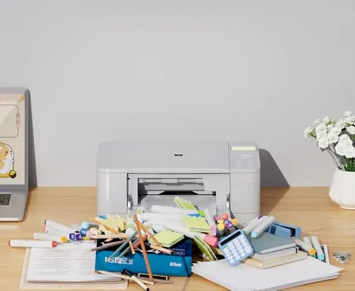 Marbrasse 2-Tier Druckerständer und Aufbewahrung,Monitor Stand with Drawer and 2 Pen Holders,Büroartikel Organizer aus Metall,Mehrzweck Schreibtisch Organizer für Faxgerät Scanner Computer (Schwarz)