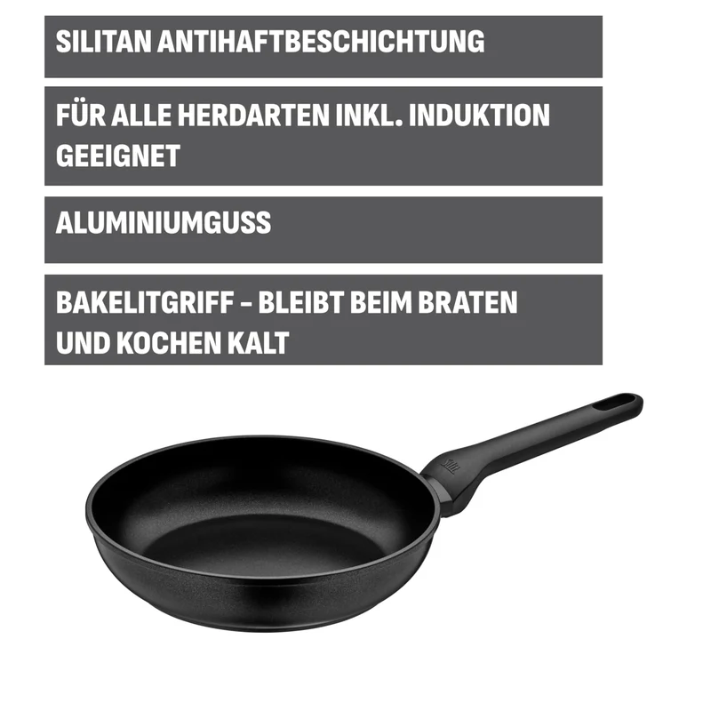 Silit Merida Bratpfanne Induktion 24 cm, Aluguss beschichtet, Kunststoffgriff, für schonendes Braten