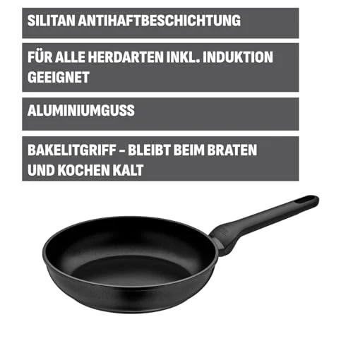 Silit Merida Bratpfanne Induktion 24 cm, Aluguss beschichtet, Kunststoffgriff, für schonendes Braten